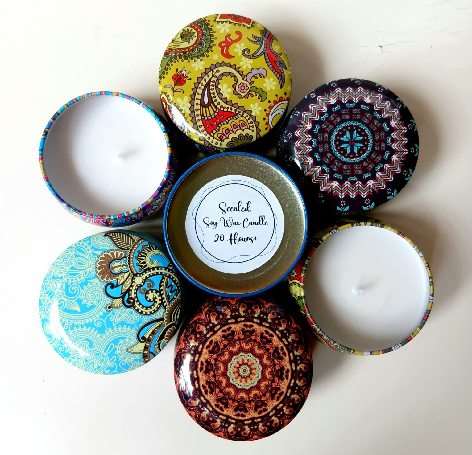 Boho Mandala Tin Candles