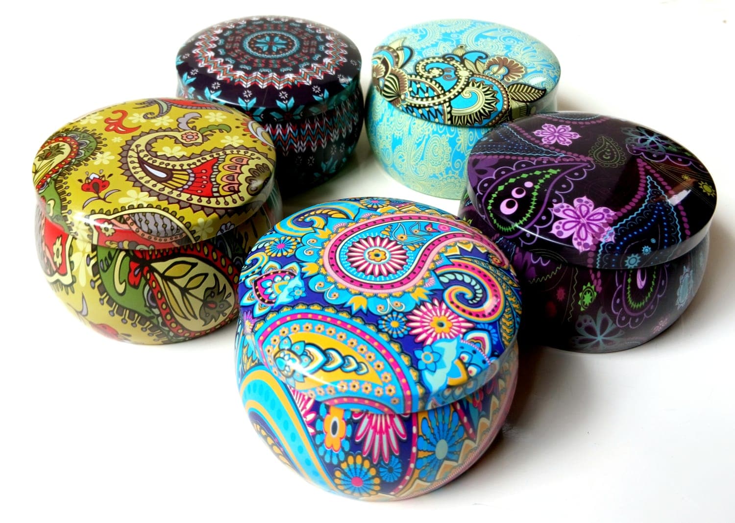 Paisley Carnival Tin Candles